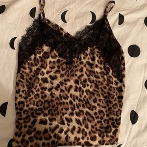 Cheetah Print Tank with Lace Detailing